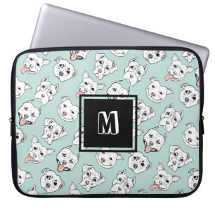 Cute Pit Bull Terrier Dog Monogram Laptop Sleeve
