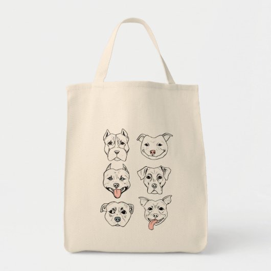 Cute Pitbull Dog Facs Tote Bag (Voorkant)