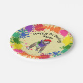 Cute Pitbull Dog Fun Paint Splash Art Party    Papieren Bordje (Gekanteld)