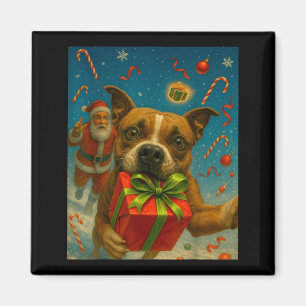 Cute Pitbull Kersttrui - Sinterklaas En Pittie Xm Magneet