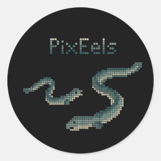 Cute "PixEels" Pixelated Eels Graphic Ronde Sticker