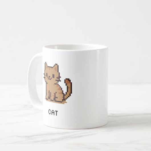 Cute Pixel Art Cat Mug (Devant gauche)