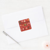 Cute pixel art Christmas pattern Vierkante Sticker (Envelop)