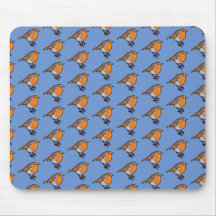 Cute Pixel Art European Robin Red Breast Pattern