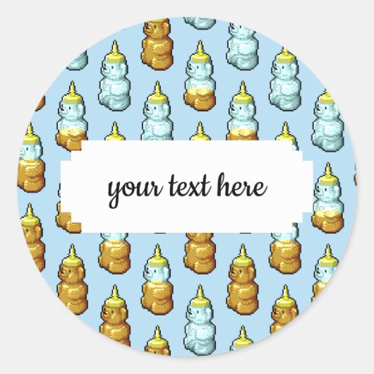 Cute Pixel Art Honey Beer Fles Pattern Ronde Sticker (Voorkant)