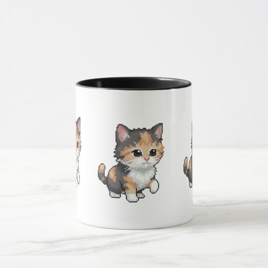 Cute Pixel Art Kitten Mug (Centre)