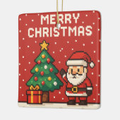 Cute pixel art Santa Claus Keramisch Ornament (Links)