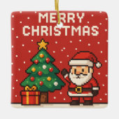Cute pixel art Santa Claus Keramisch Ornament (Voorkant)