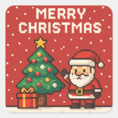 Cute pixel art Santa Claus Vierkante Sticker (Voorkant)