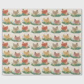 Cute Pixel Chickens Pattern Cadeaupapier (Vlak)