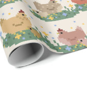 Cute Pixel Chickens Pattern Cadeaupapier (Rol Hoek)