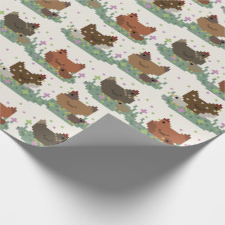 Cute Pixel Chickens Pattern Cadeaupapier
