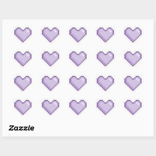 Cute Pixel Paarse Hart Sticker   Kawaii Retro 8-B