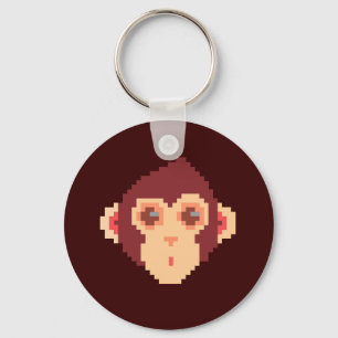 Cute pixeled monkey face notitieboek HP notebook s Sleutelhanger