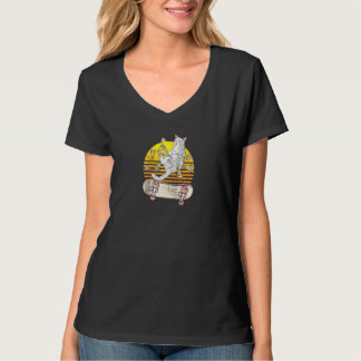 Cute Pizza Cat Eigenaar Skateboarder Skateboarder T-shirt