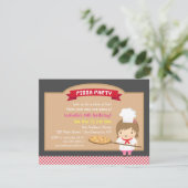 Cute Pizza Chef Fille Invitations À La Fête D'Anni (Debout devant)