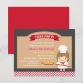 Cute Pizza Chef Fille Invitations À La Fête D'Anni (Devant / Derrière)