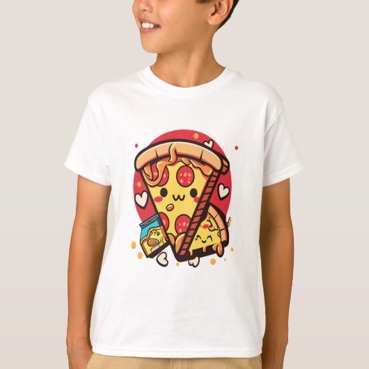 Cute Pizza Kawaii T-shirt (Voorkant)
