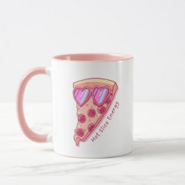 Cute Pizza Lover Mug with Pink Heart Sunglasses Mok