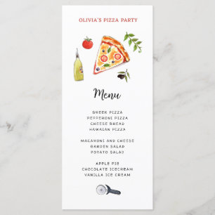 Cute Pizza Party Menu Kaart