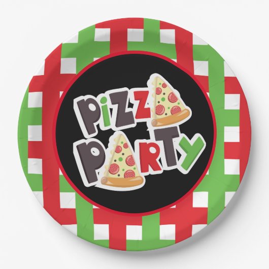 Cute pizza party words paper bord (Voorkant)