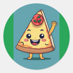 Cute Pizza Slice Ronde Sticker