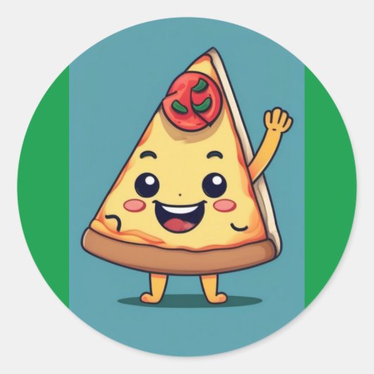 Cute Pizza Slice Ronde Sticker (Voorkant)