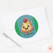 Cute Pizza Slice Ronde Sticker (Envelop)