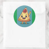 Cute Pizza Slice Ronde Sticker (Tas)