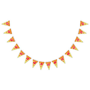 Cute Pizza-vlees plakjes Verjaardag Vlaggenlijn Vlaggetjes