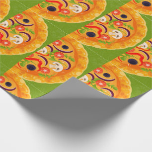 Cute pizzaminnaar kleurrijk eten cadeaupapier