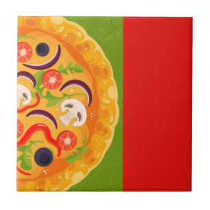 Cute pizzaminnaar kleurrijk eten tegeltje