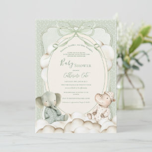 Cute PJ-feestje Dieren Baby Shower Uitnodiging