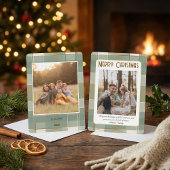 Cute Plaid Christmas Card with Family Photo Feestdagenkaart