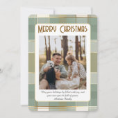 Cute Plaid Christmas Card with Family Photo Feestdagenkaart (Voorkant)