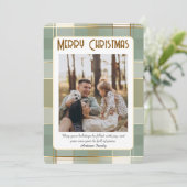 Cute Plaid Christmas Card with Family Photo Feestdagenkaart (Staand voorkant)
