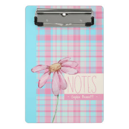 Cute plaid pastel pink Daisy Notes Notebook Mini Klembord
