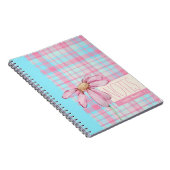 Cute plaid pastel pink Daisy Notes Notebook Notitieboek (Rechterzijde)