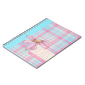 Cute plaid pastel pink Daisy Notes Notebook Notitieboek (Linkerzijde)