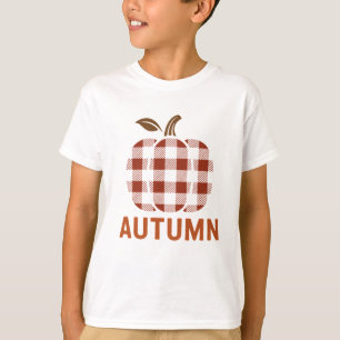 Cute Plaid Pompoen T-Shirt – Herfst Outfit voor Ki