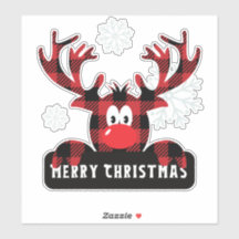 Cute Plaid Rendier Merry Christmas Vakantie Vinyl