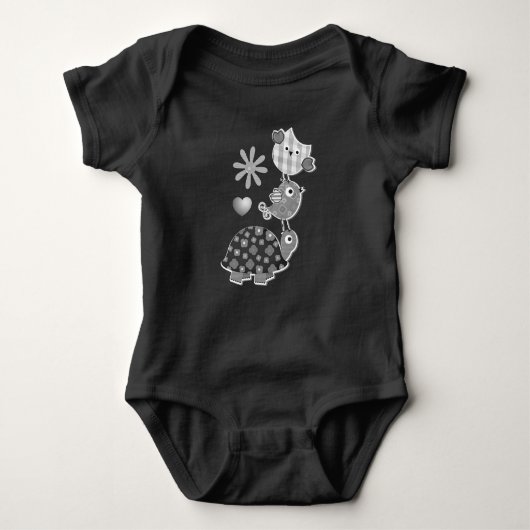 Cute Plaid Turtle and Owl Art Romper (Voorkant)