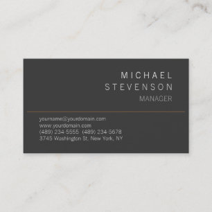 Cute Plain Grey Contemmodern Manager Visitekaartje