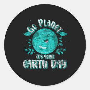 Cute Planet Birthday Funny Go Planet zijn je hart Ronde Sticker