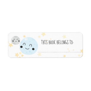 Cute Planet Moon & Stars Dit boek behoort tot Etiket