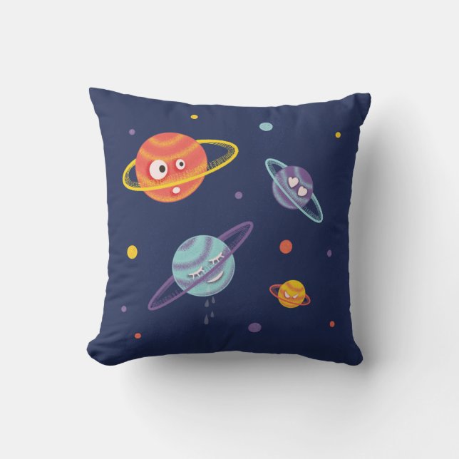 Cute Planets Cartoon Space Kinder Kussen (Voorkant)