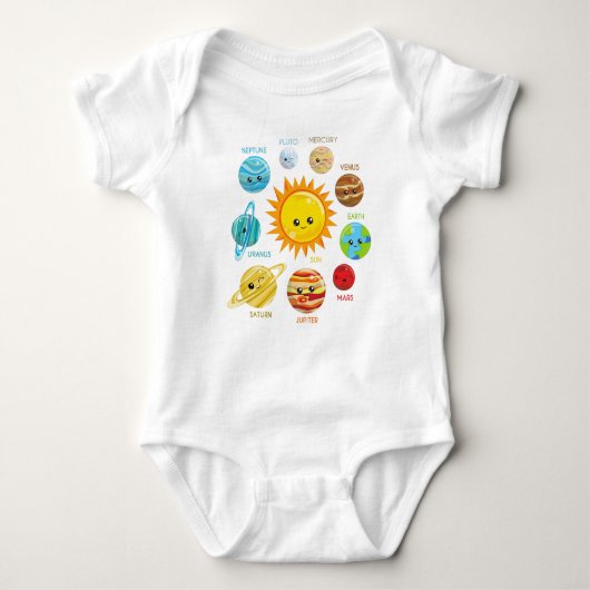 Cute Planets, Solar System, Space, Cosmos, Galaxy Romper (Voorkant)