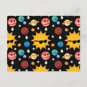 Cute Planets Space Pattern Briefkaart