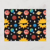 Cute Planets Space Pattern Briefkaart (Voorkant)
