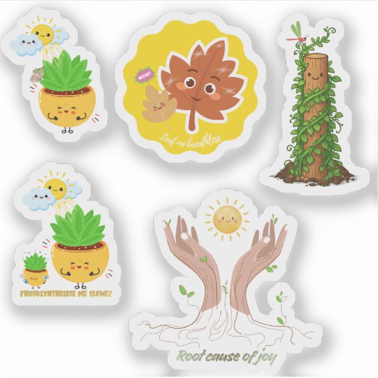Cute Plant Pun Sticker Sheet Transferable (Voorkant)